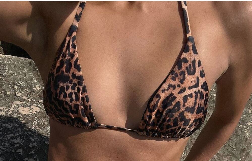 NA-KD Women's Bikini and Kaftan Cover Up SMALL Triangle Bathing Suit Leopard